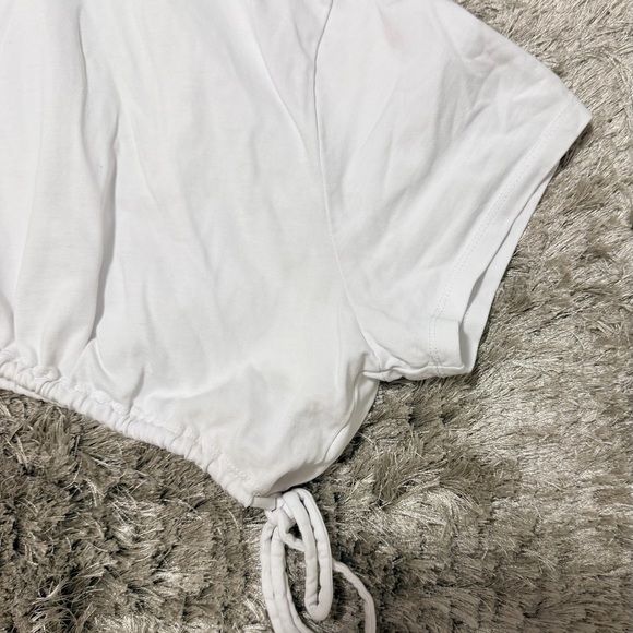 Zara White Cropped Drawstring Tee - Picture 3 of 4